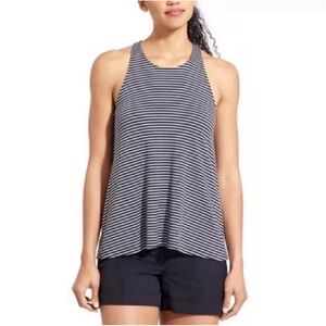 Athleta black and white stripe high neck flowy tank
